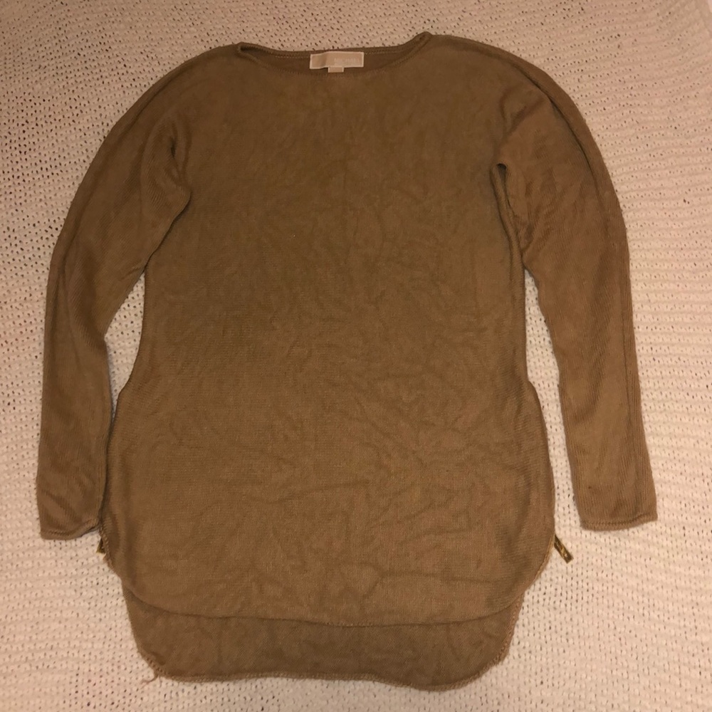 Michael by Michael Kors sweater top w gold zip